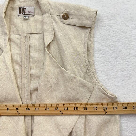 Kut from the Kloth Linen Open Drape Front Vest Coastal Boho Beige Womens XL NEW - Picture 8 of 10